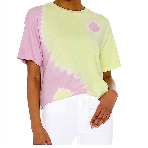 Daydreamer Lotus Yin & Yang Cotton Tie Dye Crewneck Tee Small - Picture 1 of 5